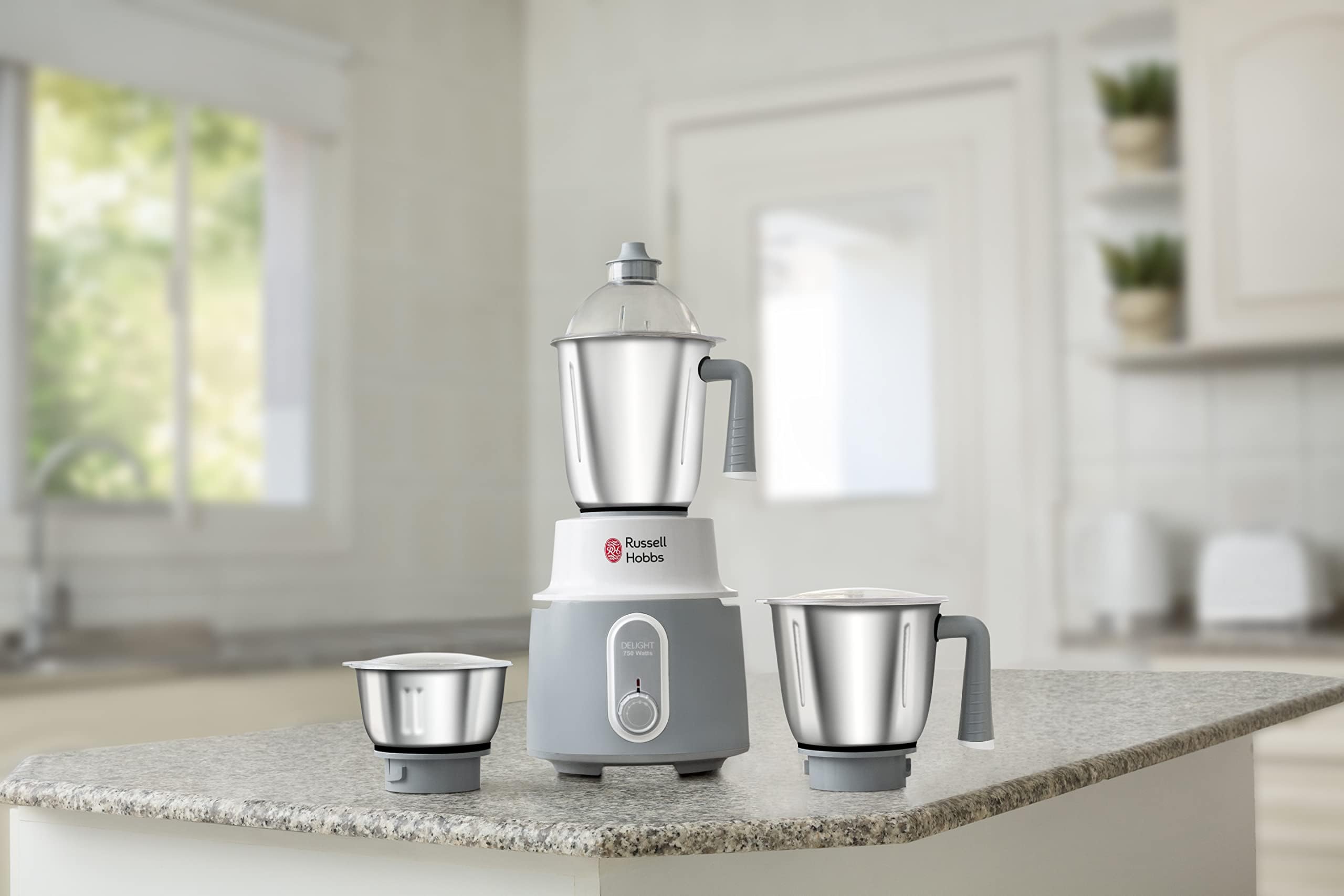 Russell Hobbs 3-in-1 MIXER GRINDER 750W Multifunctional Grinder with St. Steel Leak proof Jars & Blades 3 Speed مطحنة وخلاط بتصميم 3 في 1 متعدد الوظائف بقدرة 750 واط من راسل هوبز باوعية مضادة للتسرب وشفرات من الستانلس ستيل، 3 سرعات Russell Hobbs 3-in-1 MIXER GRINDER 750W Multifunctional Grinder with St. Steel Leak proof Jars & Blades 3 Speed مطحنة وخلاط بتصميم 3 في 1 متعدد الوظائف بقدرة 750 واط من راسل هوبز باوعية مضادة للتسرب وشفرات من الستانلس ستيل، 3 سرعات